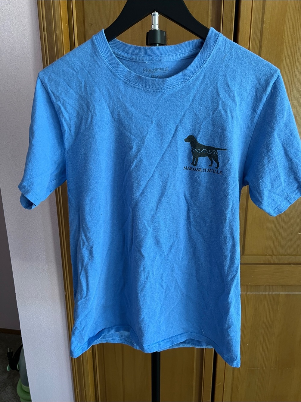 Margaritaville Sky Blue Short Sleeve Tee with Dog Graphic